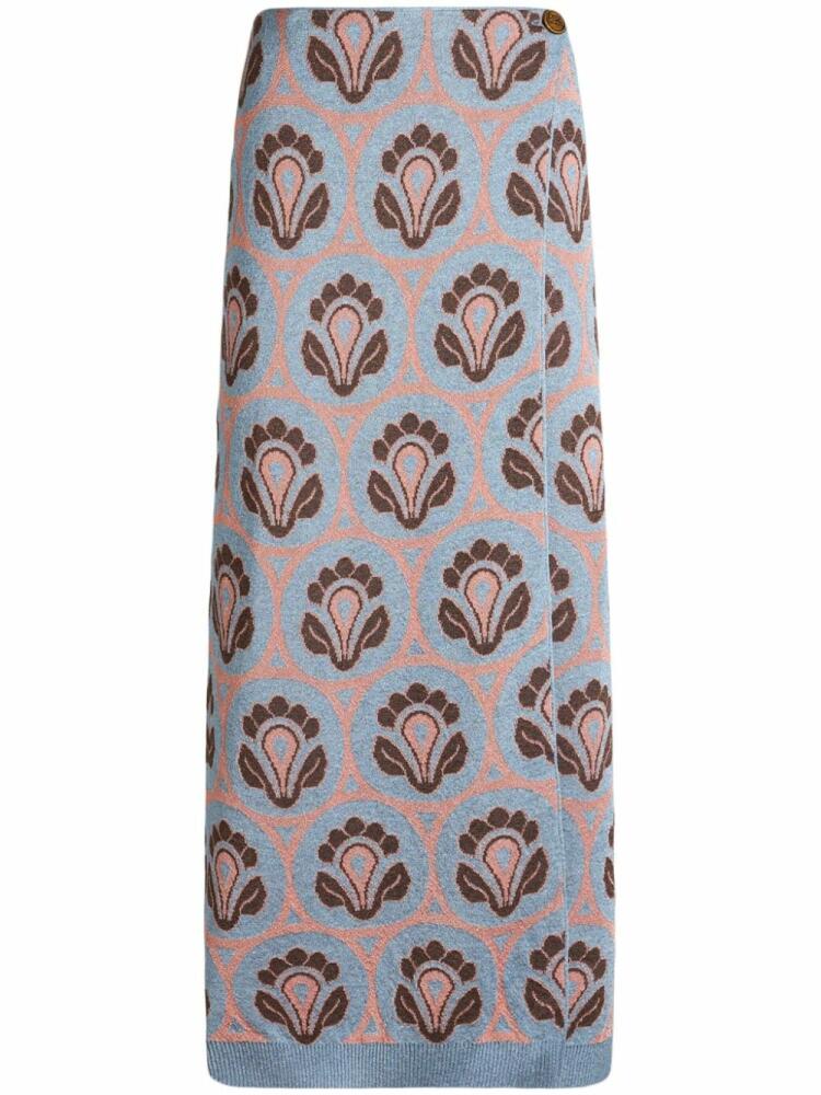 ETRO intarsia-knit wrap midi skirt - Blue Cover