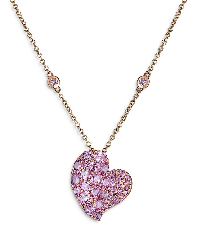 Piranesi 18K Rose Gold Medium Wave Heart Necklace with Pink Sapphires, 4.73 ct. t. w. Cover