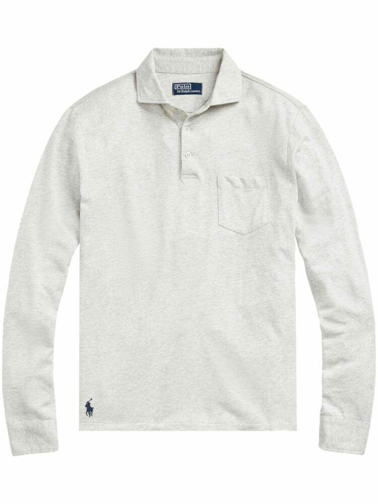 Polo Ralph Lauren mélange-effect long-sleeve polo shirt - Grey Cover