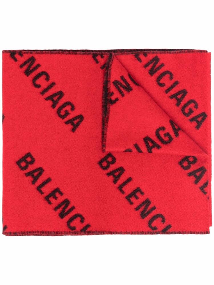 Balenciaga Allover Logo Macro scarf - Red Cover