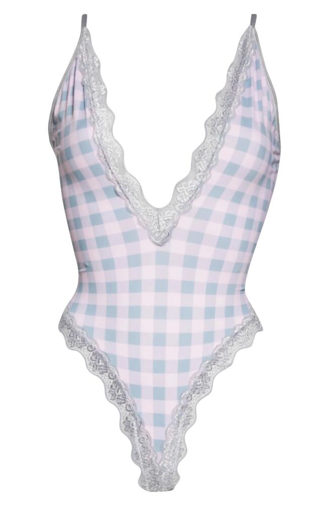 Coquette Strappy Back Gingham Teddy in Pink Cover