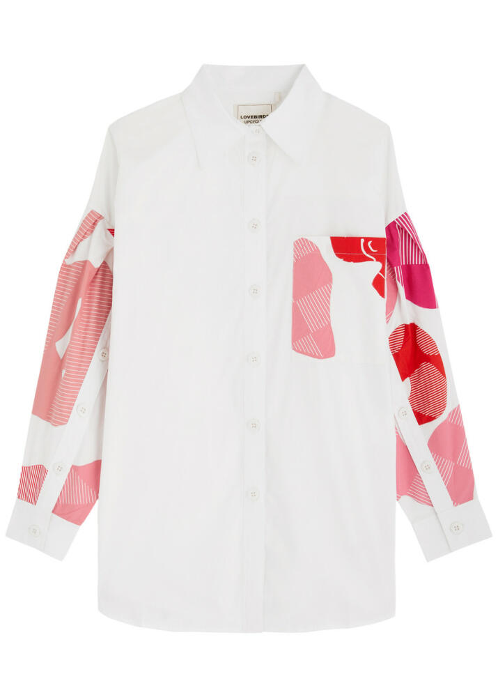 Lovebirds Printed and Appliquéd Cotton-poplin Shirt - Pink Cover