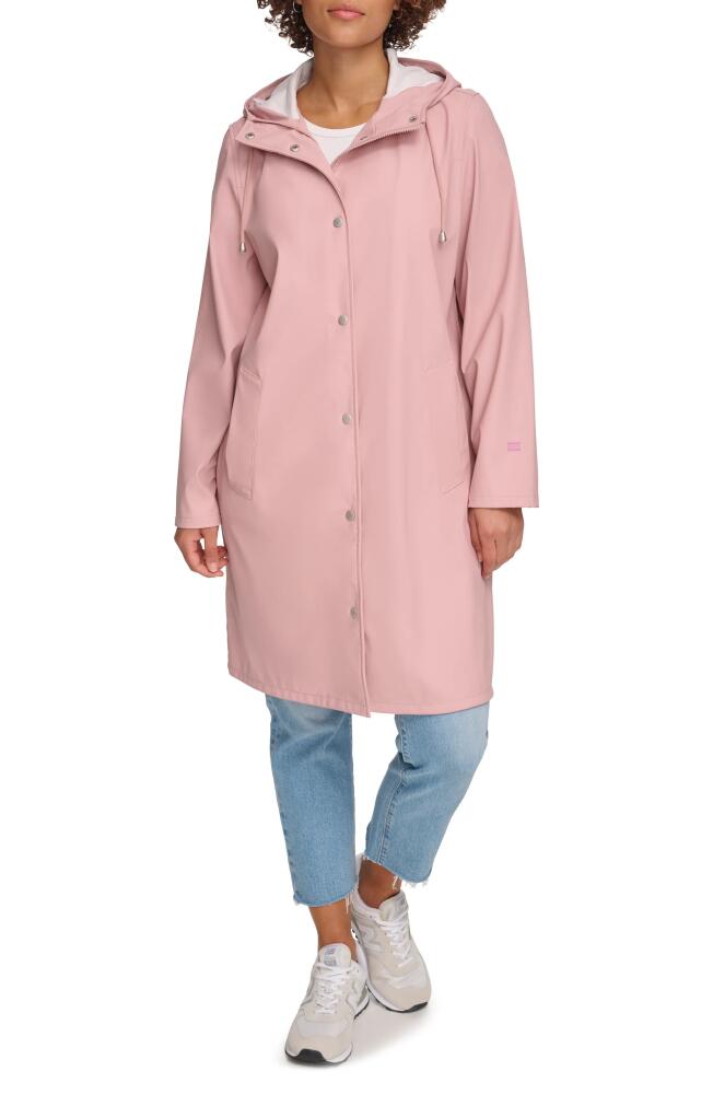 levi's Water Resistant Hooded Long Rain Jacket in Rosebud Cover