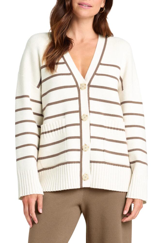 Splendid x Cella Jane Stripe Oversize Cardigan in Snow/Toast Cover