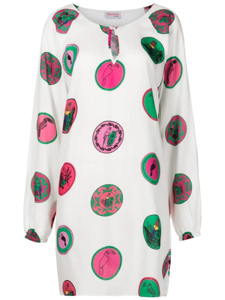 Amir Slama graphic-print shift dress - White Cover