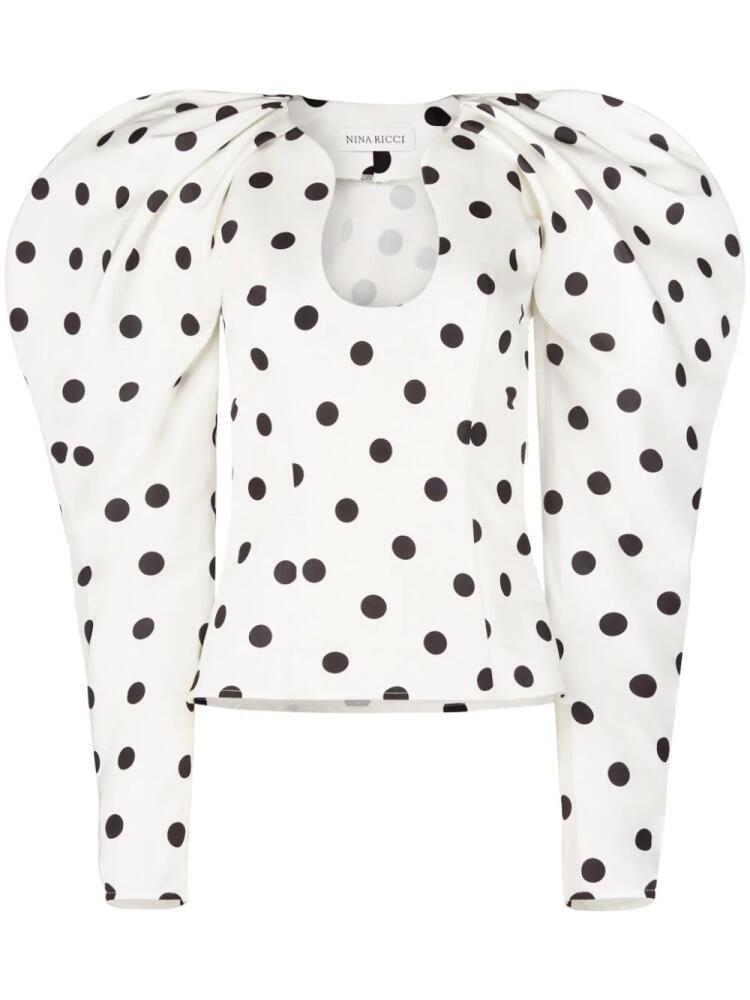 Nina Ricci polka-dot cocoon sleeves top - White Cover