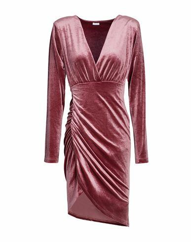 8 By Yoox Velvet Wrap Mini Dress Woman Mini dress Pastel pink Polyester, Elastane Cover