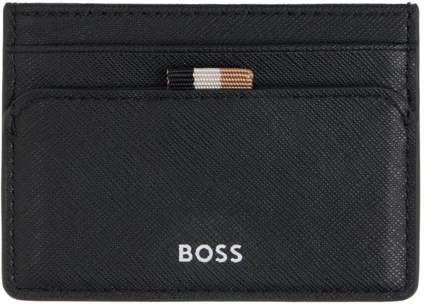 BOSS Black Faux-Leather Card Holder Cover