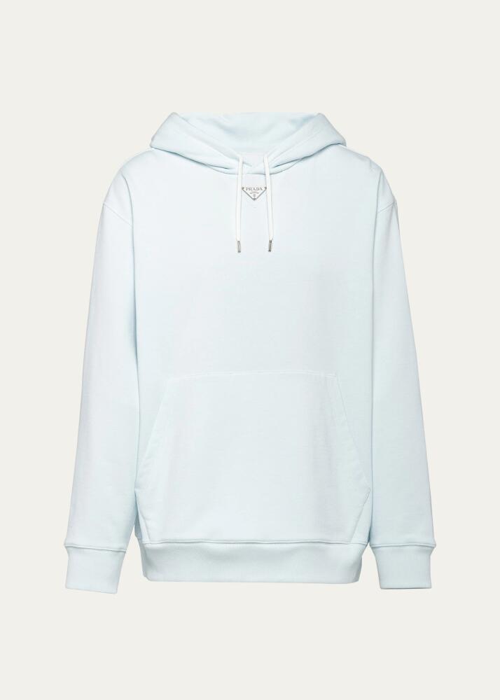 Prada Men's Felpa Enamel Triangle Logo Hoodie Cover