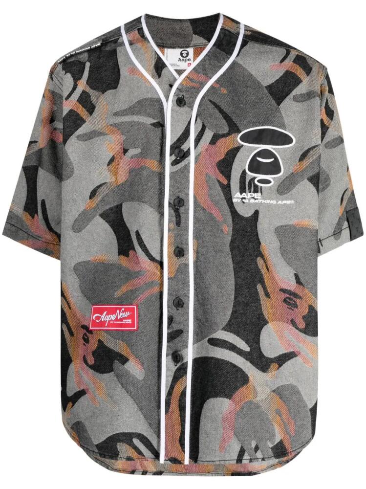 AAPE BY *A BATHING APE® logo-print baseball shirt - Grey Cover