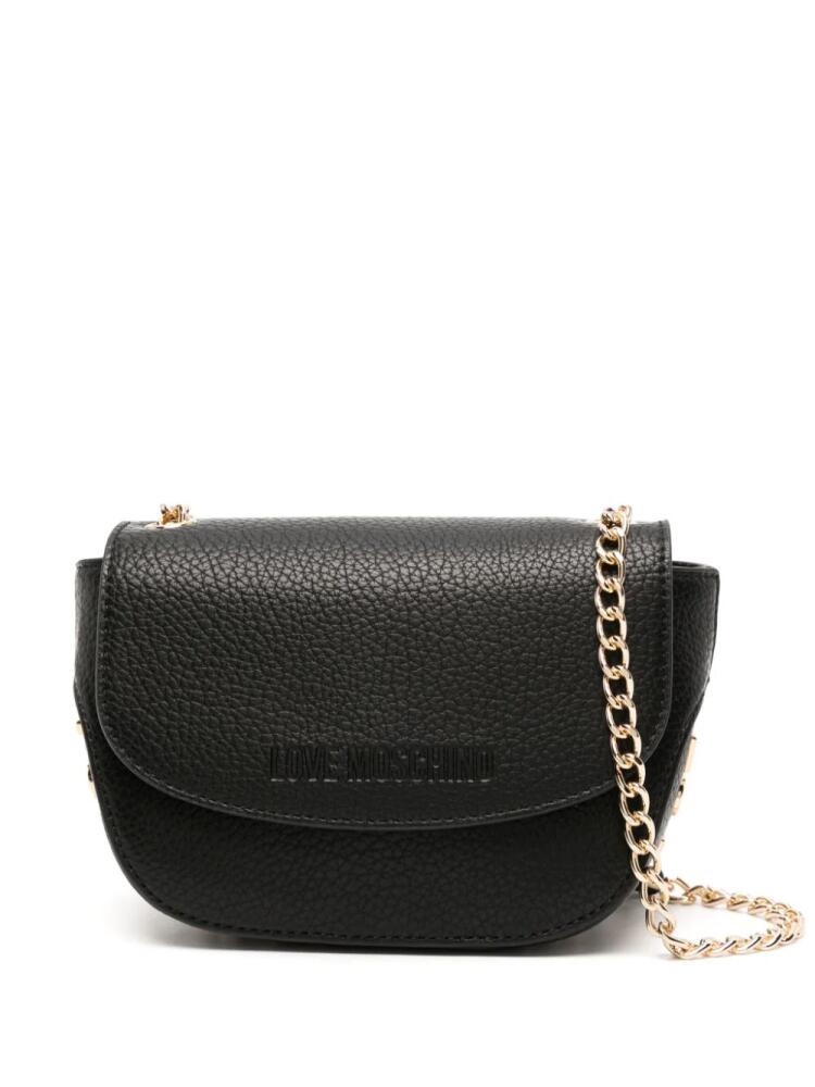 Love Moschino logo-lettering grained crossbody bag - Black Cover