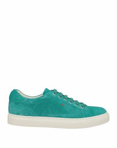 Santoni Man Sneakers Turquoise Leather Cover