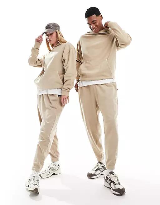 ASOS DESIGN oversized sweatpants in washed beige - part of a set-Brown Cover