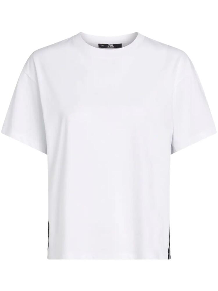 Karl Lagerfeld logo-tape organic-cotton T-shirt - White Cover