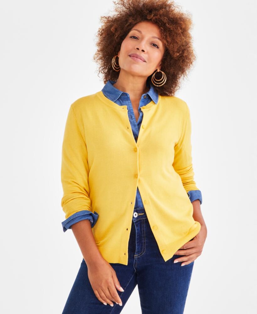 Style & Co Women's Button-Up Cardigan, Pp-4X, Created for Macy's - Cornmeal Yellow Cover