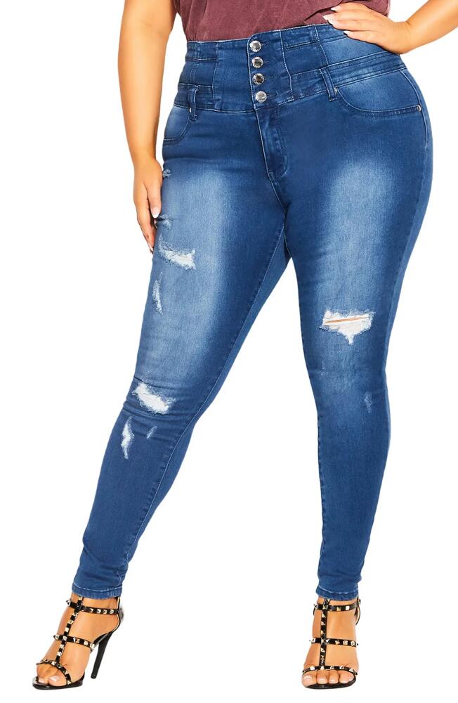 City Chic Asha Ripped Skinny Jeans in Light Denim Cover