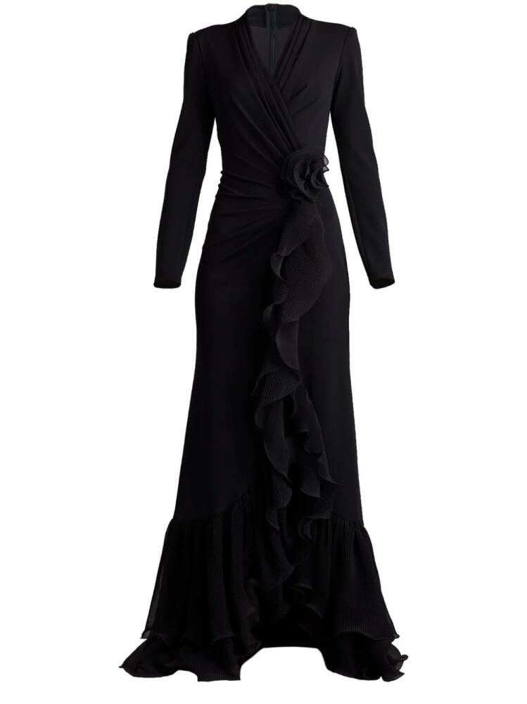 Tadashi Shoji long sleeve wrap dress - Black Cover