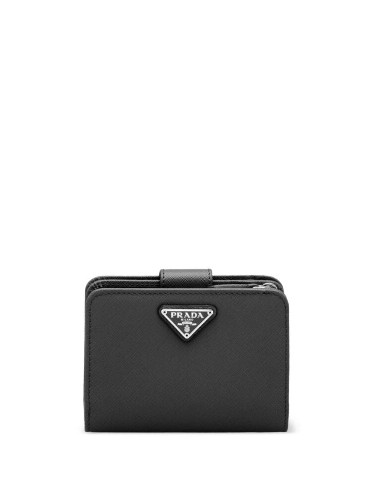 Prada triangle-logo leather wallet - Black Cover