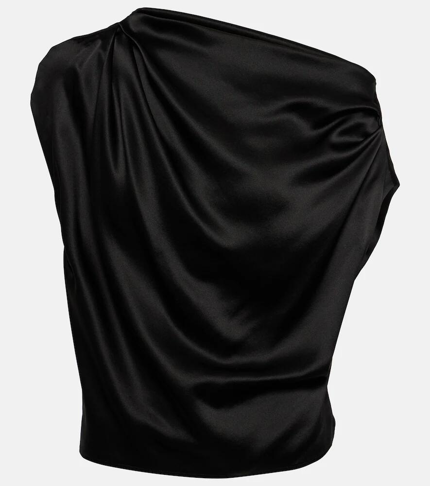 The Sei Draped one-shoulder silk top Cover