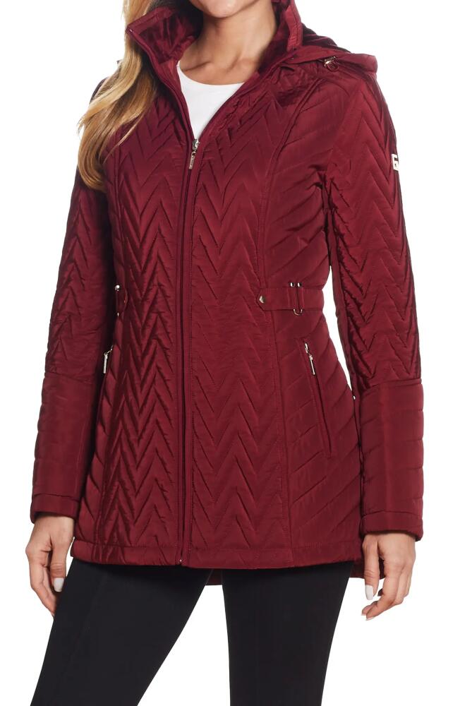 Gallery Hooded Quilted Jacket in Merlot Cover