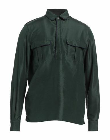 Valentino Garavani Man Shirt Dark green Size 15 ½ Silk Cover