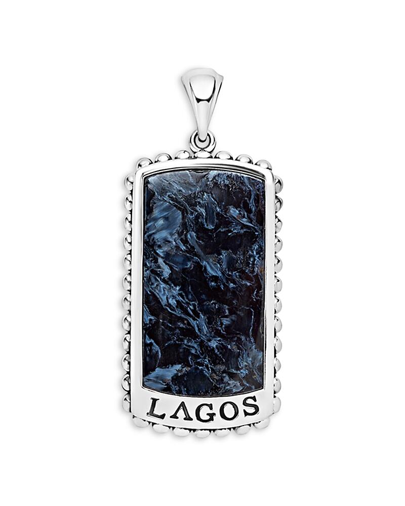 Lagos Men's Sterling Silver Anthem Pietersite Dog Tag Pendant - Exclusive Cover