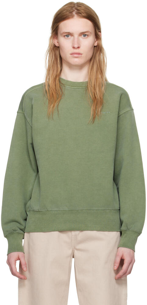 Carhartt Work In Progress Green Duster Script Sweatshirt Cover