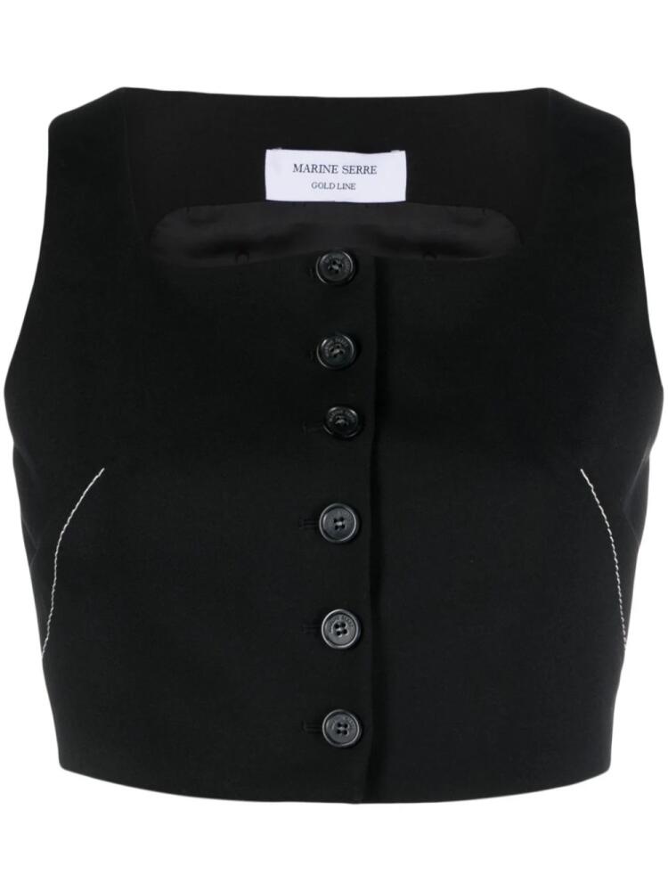 Marine Serre Tailoring Bustier cropped waistcoat - Black Cover