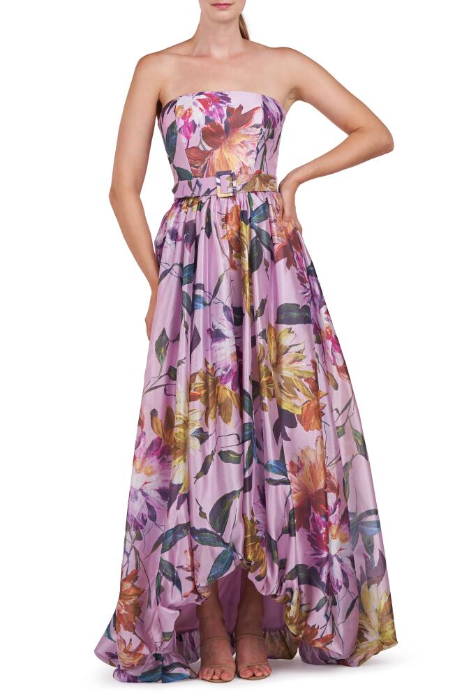 Kay Unger Evangeline Floral Strapless High-Low Gown in Pink Mauve Cover