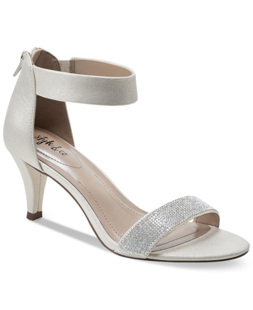 Style & Co Women's Phillys Two-Piece Evening Sandals, Created for Macy's - White Sparkle Cover