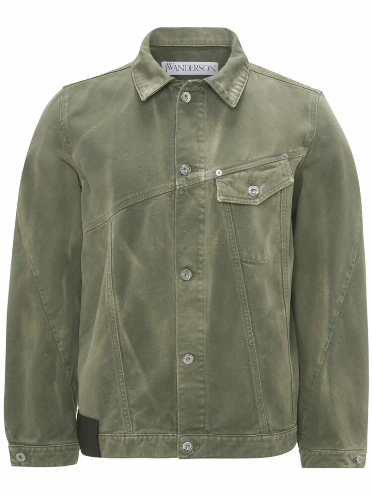 JW Anderson Twisted logo-patch denim jacket - Green Cover