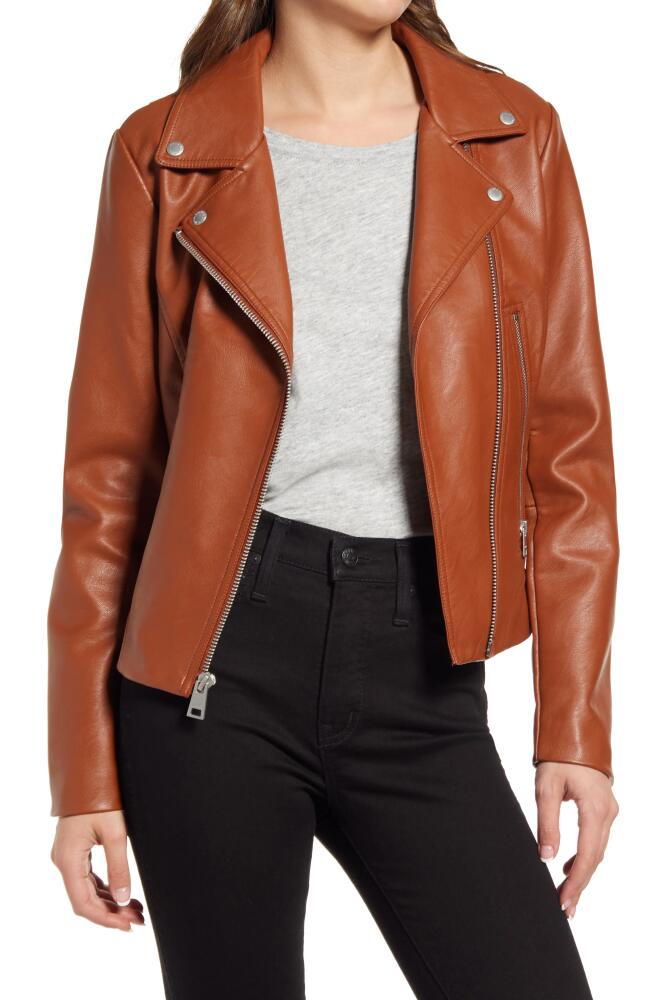 levi's Faux Leather Moto Jacket in Dark Camel Cover