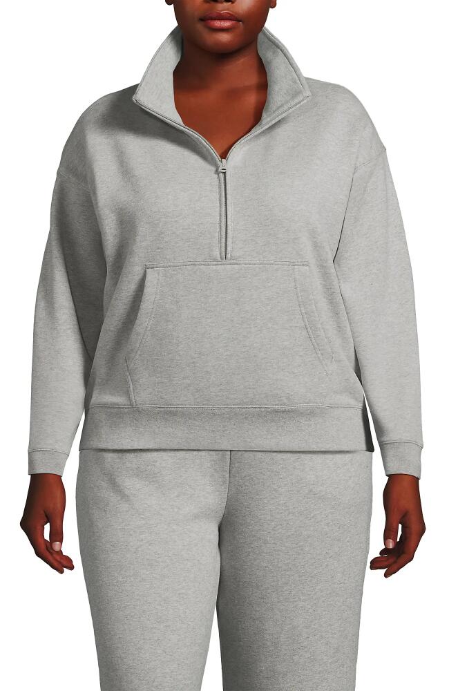 Lands' End Plus Size Serious Sweats Relaxed Long Sleeve Half Zip Sweatshirt in Gray Heather Cover