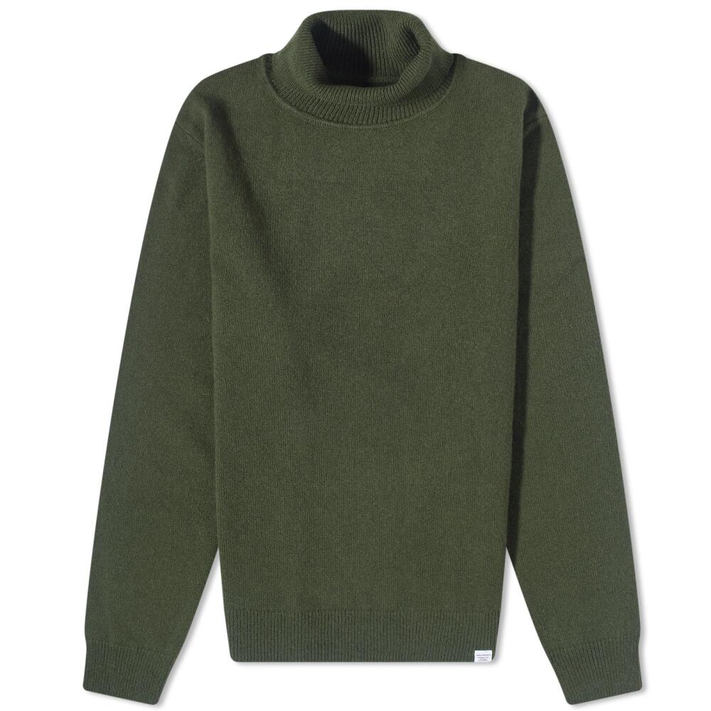 Norse Projects Men's Kirk Merino Lambswool Roll Neck Knit in Army Green Cover