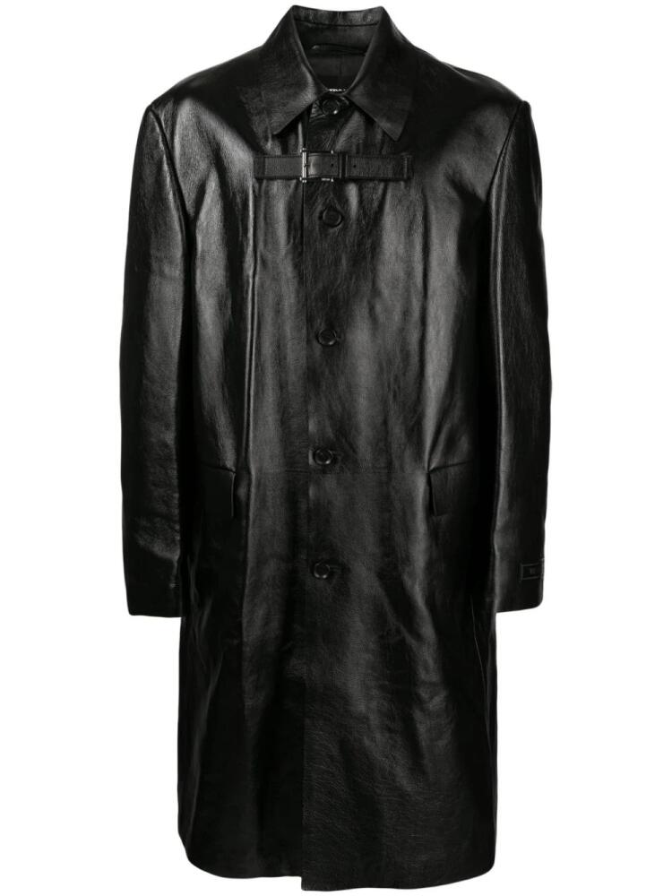 Versace button-up leather coat - Black Cover