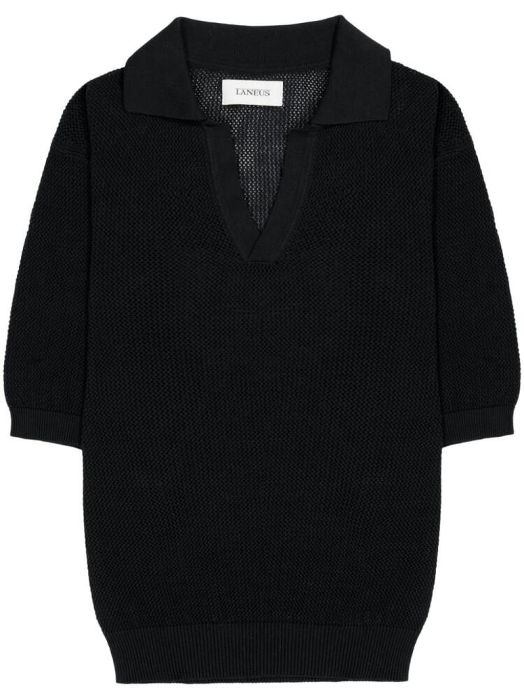 Laneus V-neck cotton polo jumper - Black Cover