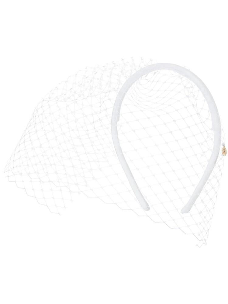 Maison Michel veil-detail satin headband - White Cover