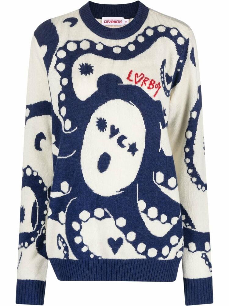 Charles Jeffrey Loverboy Kraken logo jumper - Blue Cover