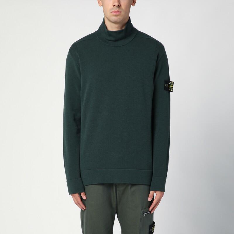 Stone Island Moss green wool-blend turtleneck sweater Cover