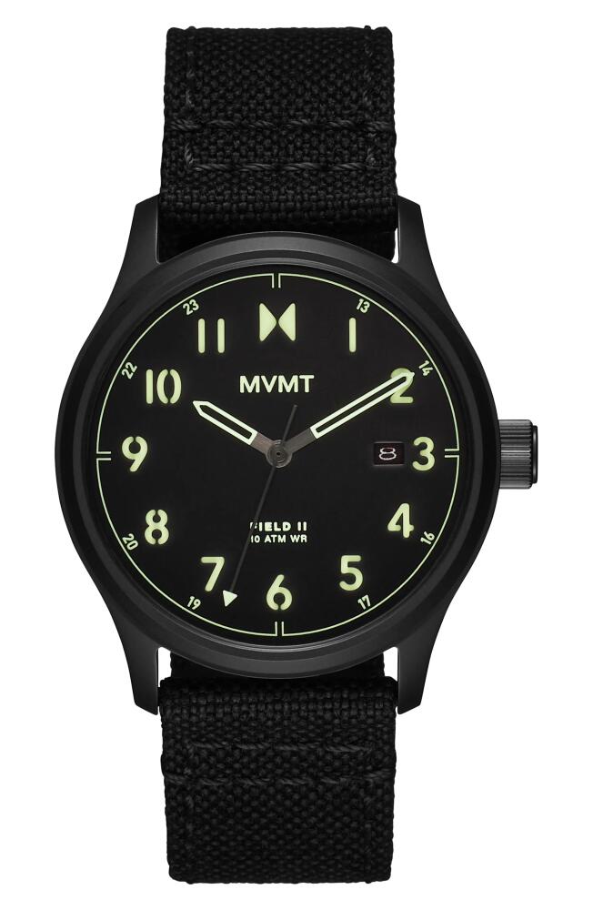 MVMT WATCHES Field II Nylon Strap Watch, 41mm in Black Cover