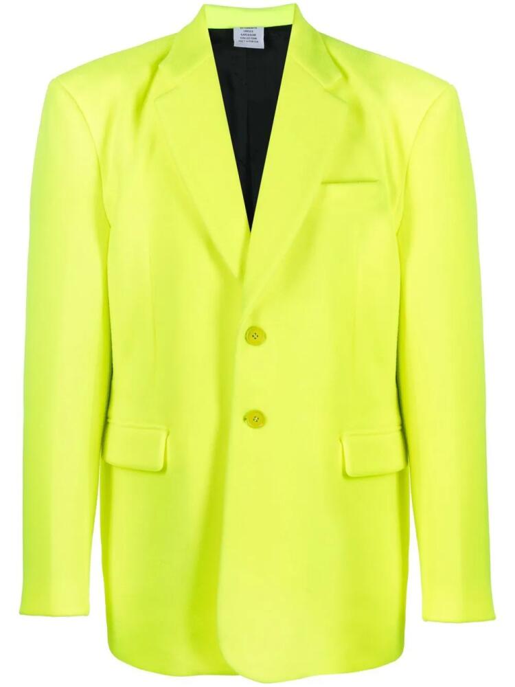 VETEMENTS single-breasted oversized blazer - Yellow Cover