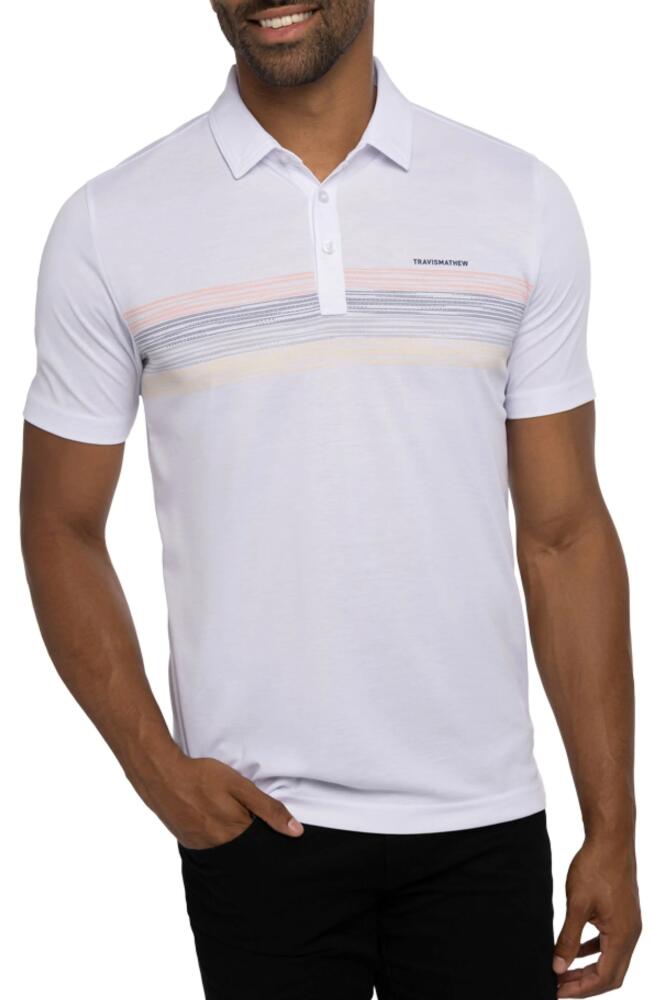 TravisMathew Beach Read Stripe Polo in White Cover