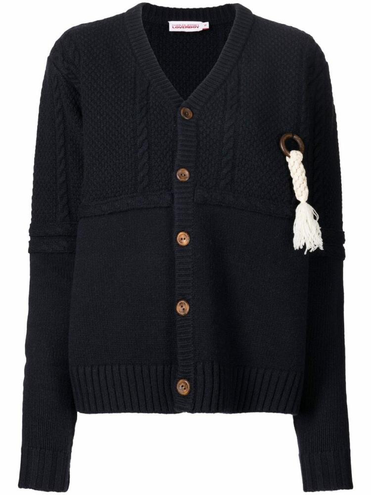 Charles Jeffrey Loverboy cable-knit panelled cardigan - Blue Cover