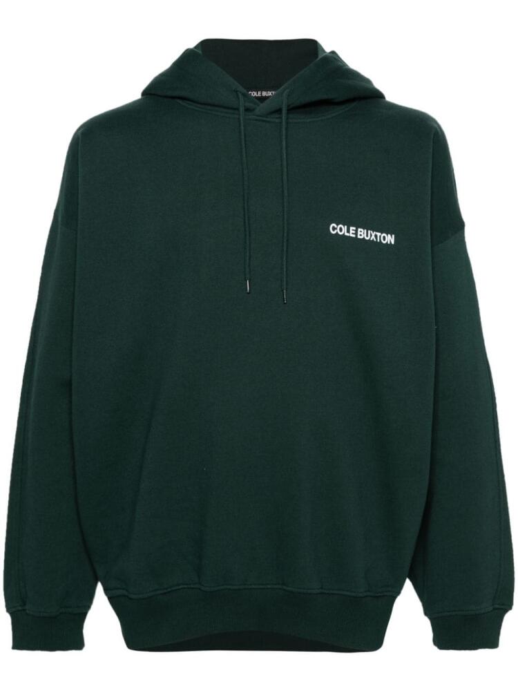 COLE BUXTON logo-print cotton hoodie - Green Cover