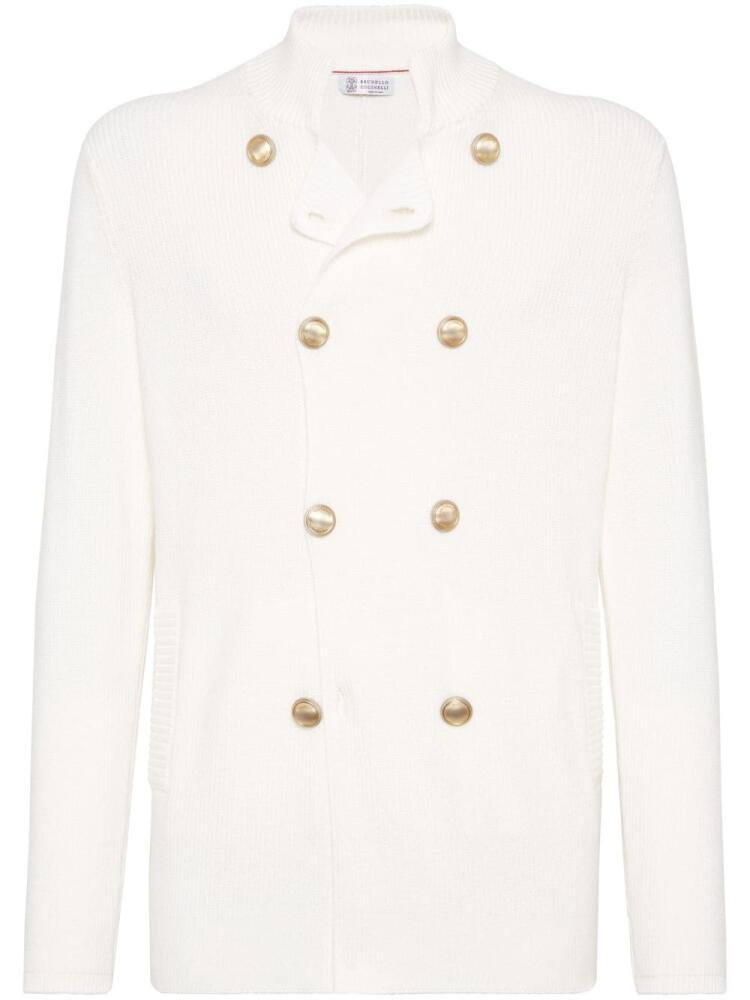 Brunello Cucinelli ribbed-knit double-breasted cardigan - White Cover