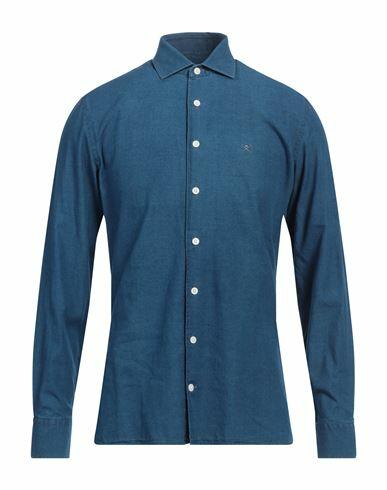 Hackett Man Denim shirt Blue Cotton Cover