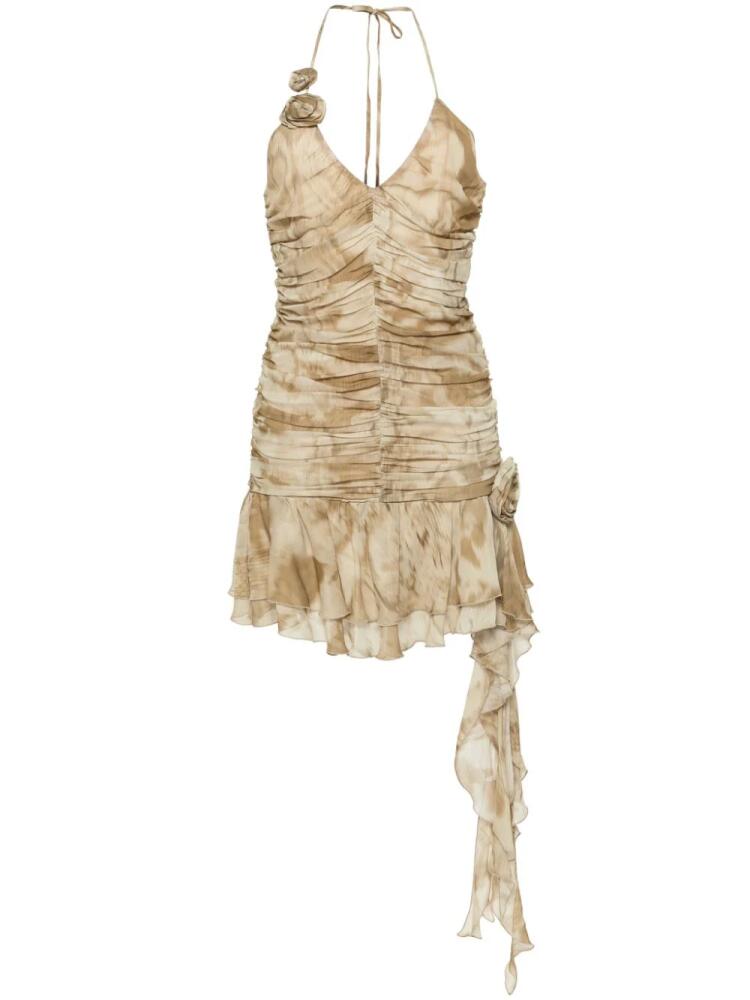 Blumarine ruffled python-print minidress - Neutrals Cover