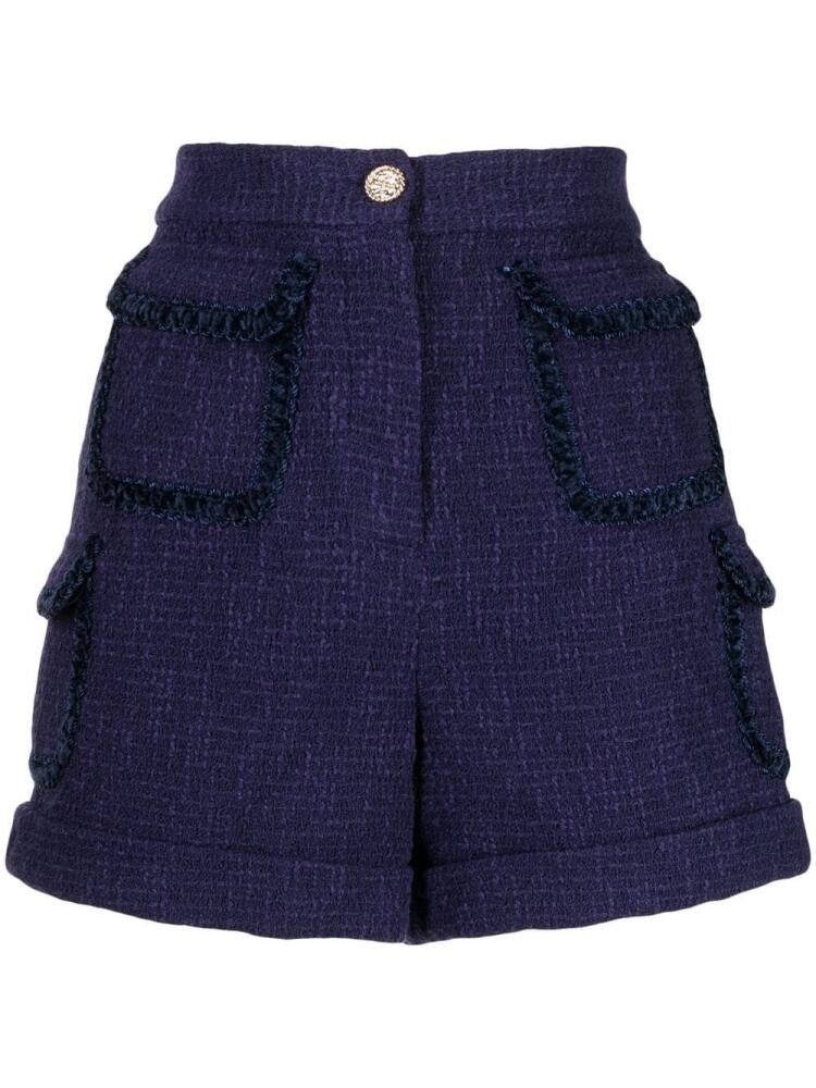 Edward Achour Paris tweed pocketed shorts - Blue Cover