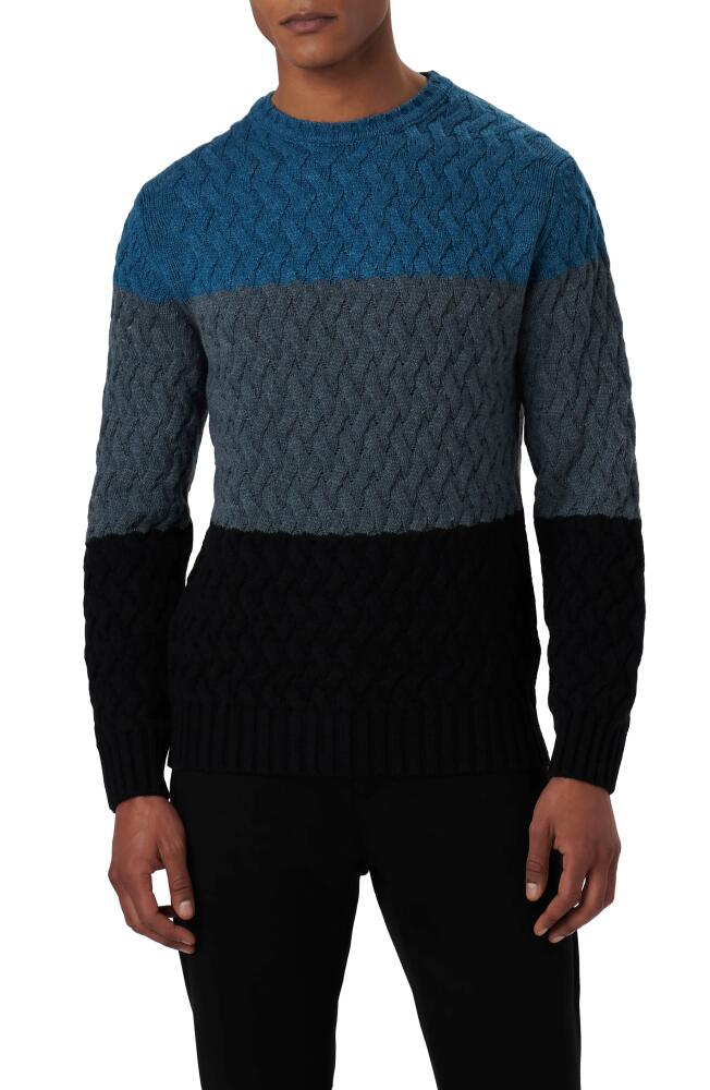 Bugatchi Color Block Merino Wool Blend Crewneck Sweater in Navy Cover