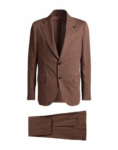 Lardini Man Suit Brown Wool, Cotton Cover